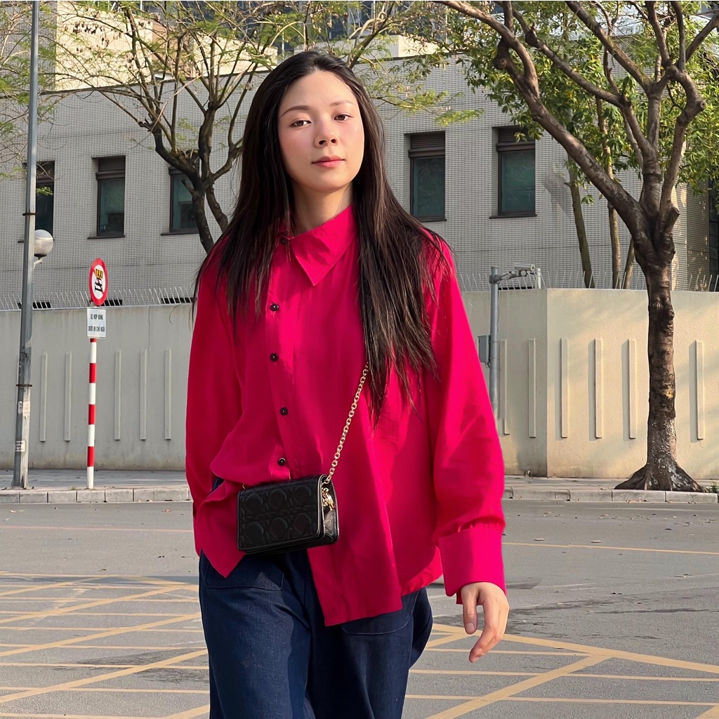 Sơ mi nữ dài tay cổ đức lệch đuôi tôm NANA shirt (T-ju thiết kế).