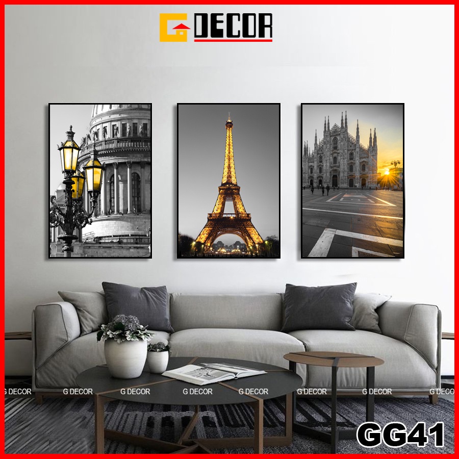 Tranh treo tường canvas khung gỗ 3 bức phong cách hiện đại Bắc Âu tranh decor trang trí phòng khách phòng ngủ spa 41