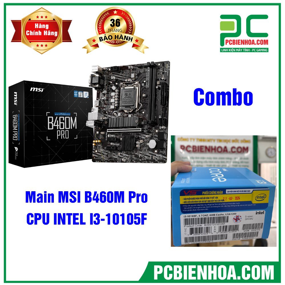 [Mã ELMS05 giảm 5% đơn 300k]Combo máy tính intel I3 10105F + B460M chính hãng mới