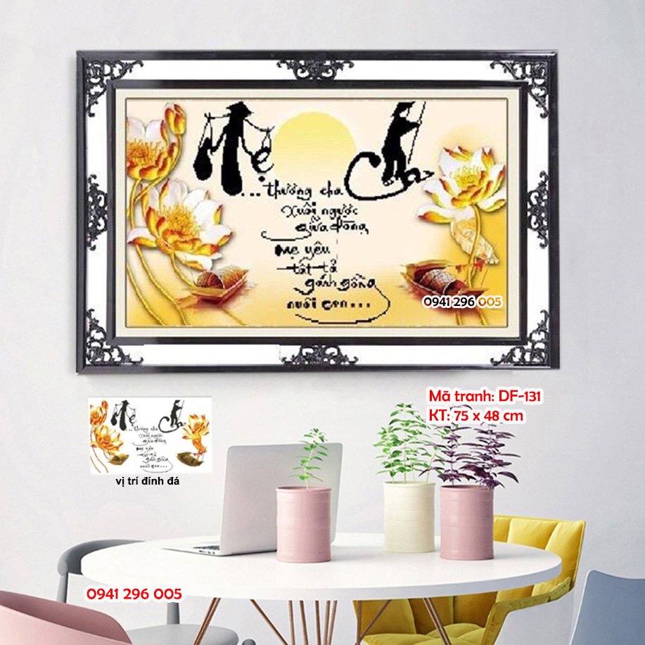 Tranh đính đá Cha Mẹ DF212, DF160, DF097- tranh chưa đính đá