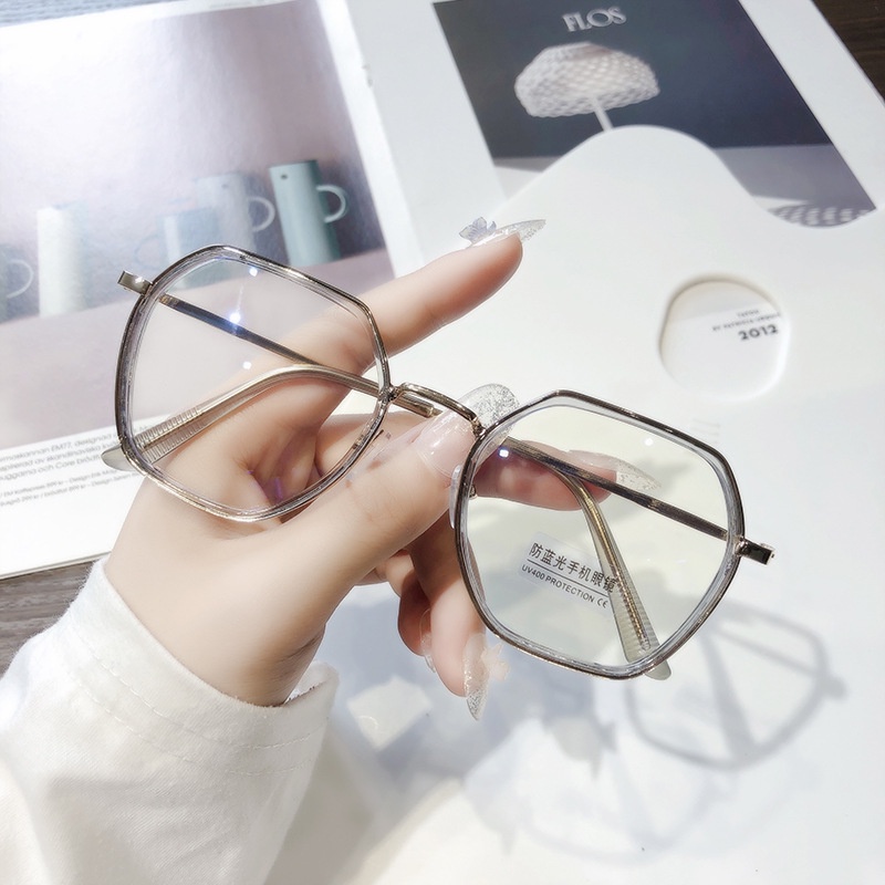 Mắt Kính Gọng Tròn Kim Loại Chống Tia Bức Xạ Từ Máy Tính Phong Cách Hàn Quốc Cho Nam/Nữ