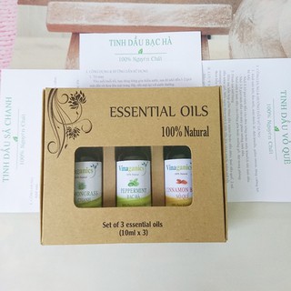 Combo 3 chai tinh dầu sả chanh, bạc hà, quế 10ml
