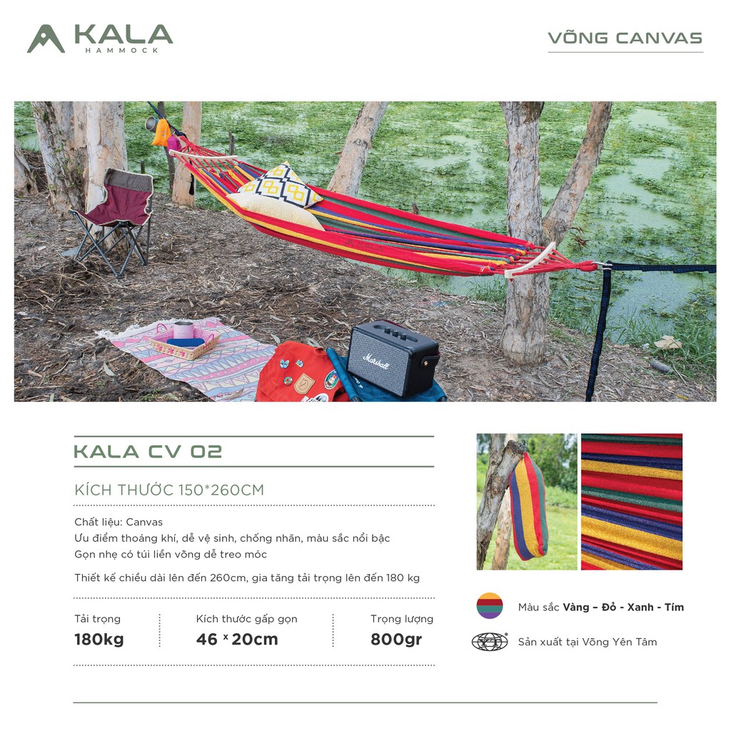 Võng canvas có cán gỗ chuẩn Âu