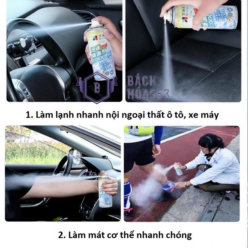 HOT BÌNH XỊT LÀM LẠNH NHANH CHO XE MÁY , Ô TÔ , CƠ THỂ