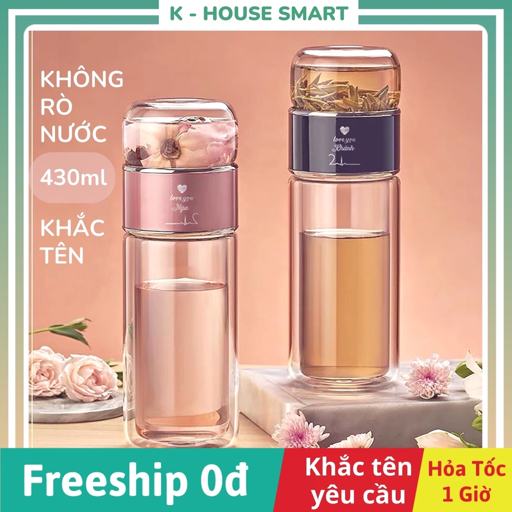 Bình pha trà thuỷ tinh 2 lớp cao cấp có lõi lọc chịu nhiệt cao từ -20 đến 140 độ C dung tích 400ml K-House Smart | BigBuy360 - bigbuy360.vn