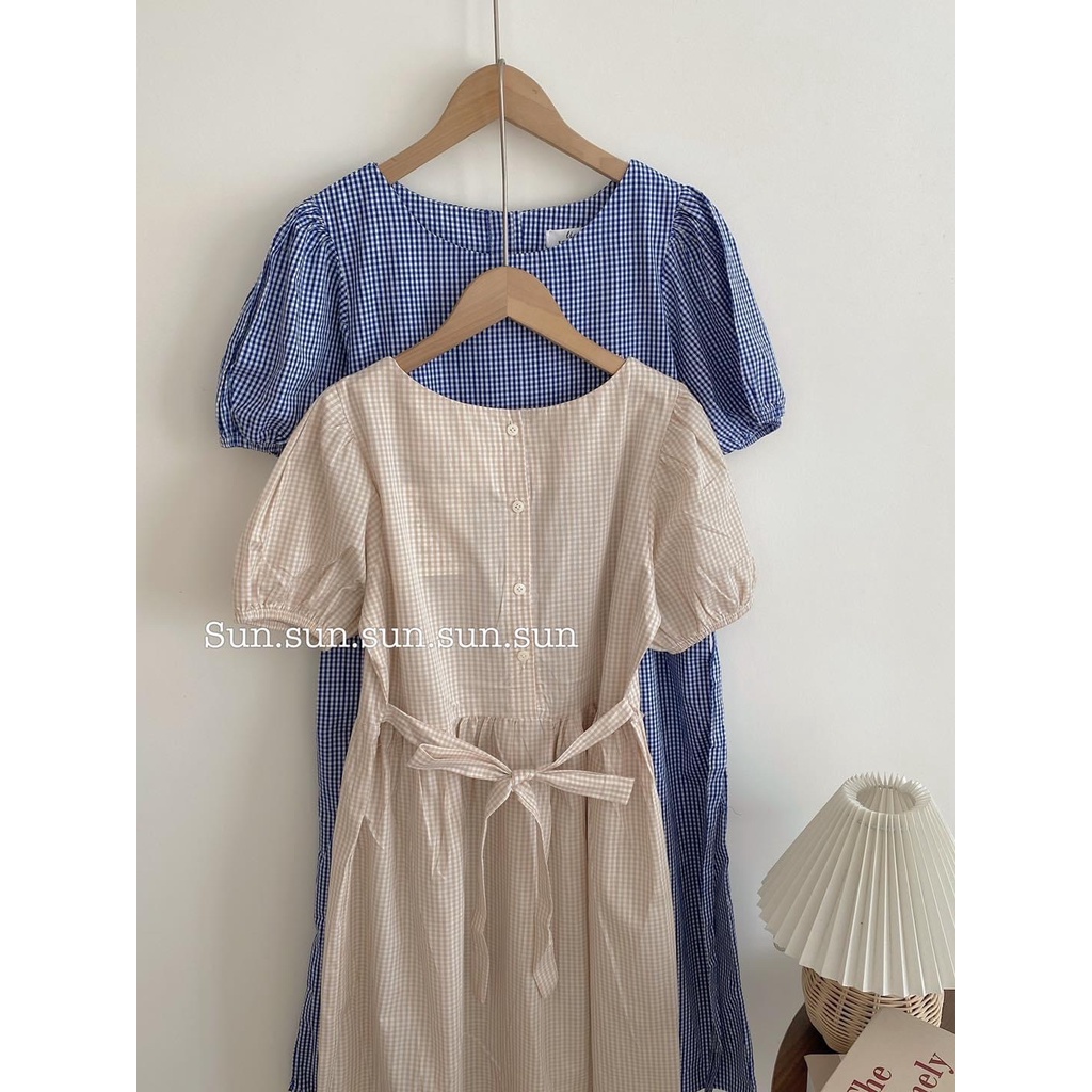 Đầm nữ cổ tròn cúc sau buộc nơ V8277 váy nữ dáng dài đi biển xinh quá gối cộc tay babydoll dự tiệc sang chảnh -CHAKOVET | BigBuy360 - bigbuy360.vn