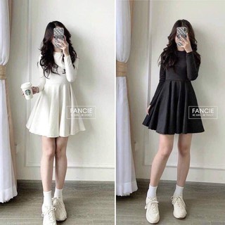 Váy tiểu thư dáng xòe dài tay chất thun umi tôn dáng cực xinh WK067
