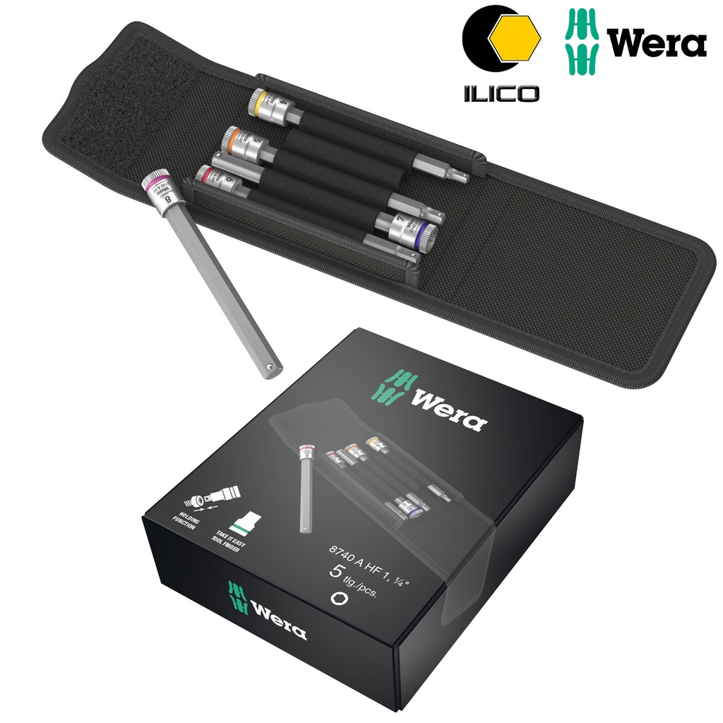 Bộ 5 Đầu Tuýp Lục Giác 1/4 " Wera 05003345001 Dài 100mm - ILICO