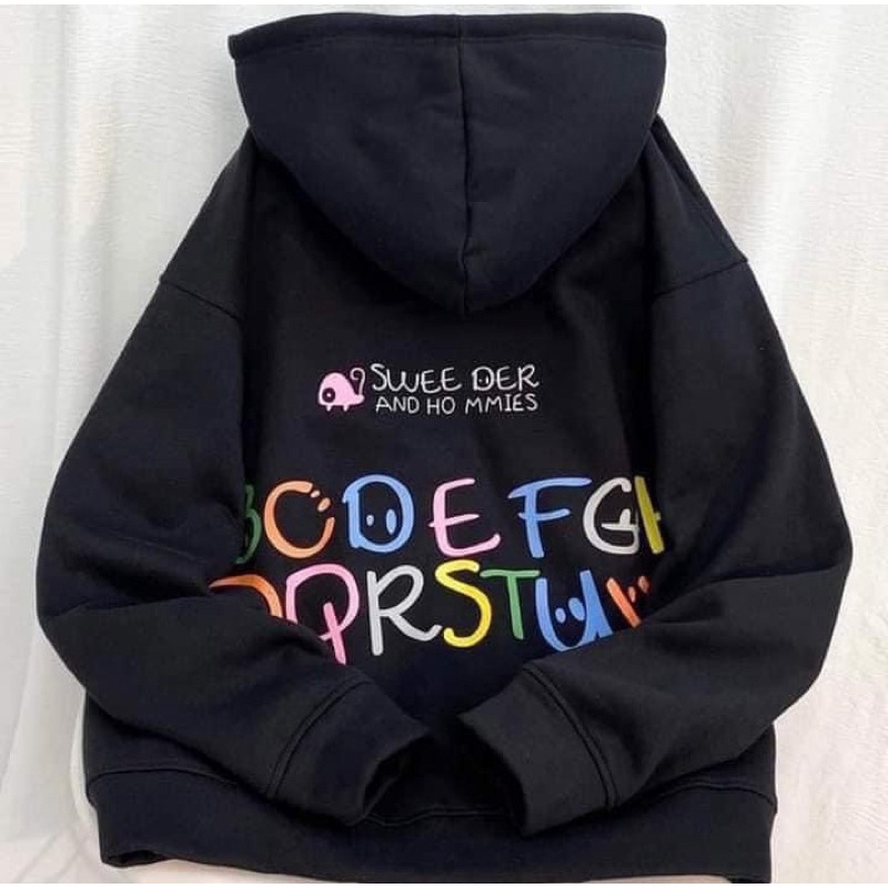 Áo Khoác Hoodie Chữ 7Màu Form Rộng Unisex ABC Vải Nỉ Bông Mũ 2 Lớp Dày Dặn -Ảnh Thật