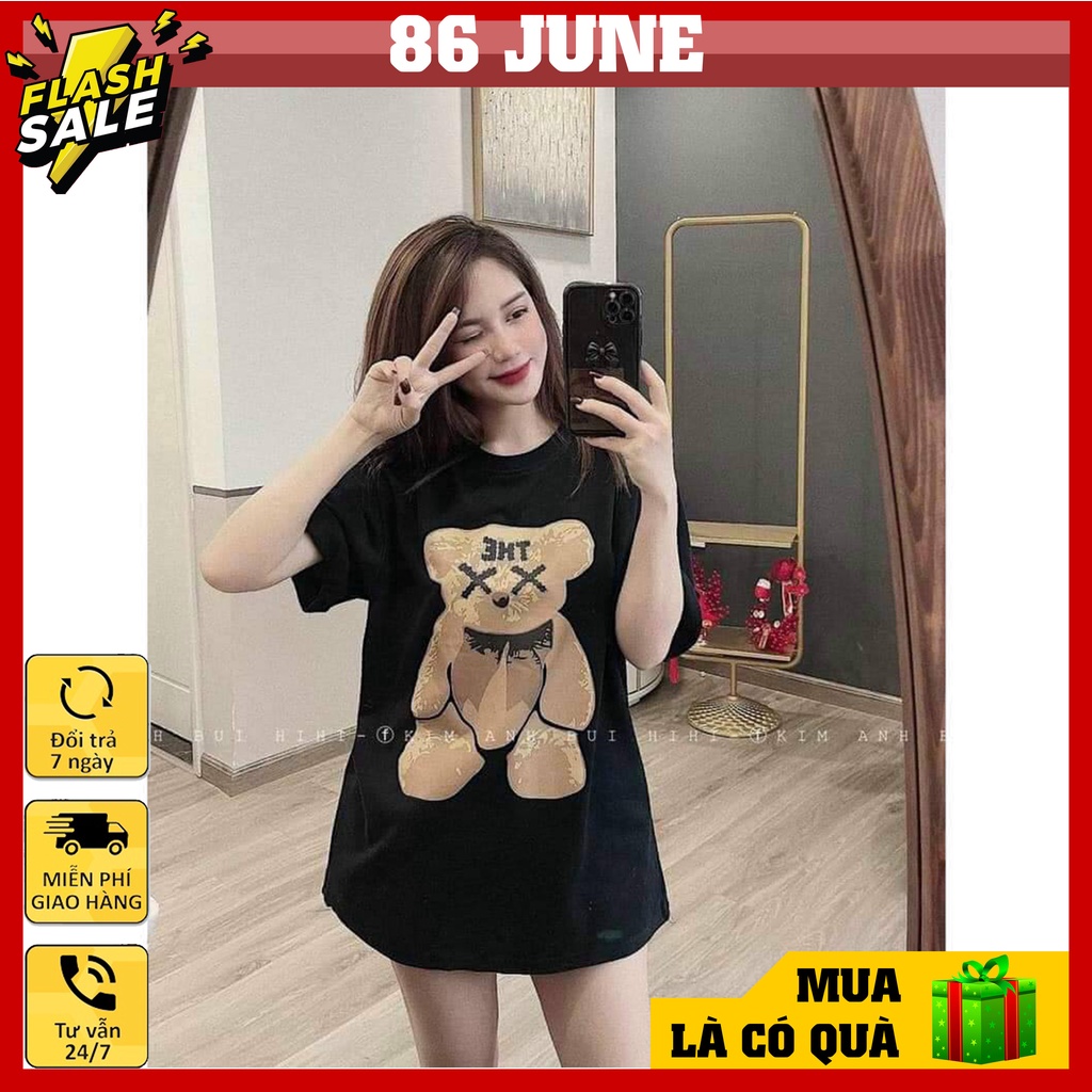 Áo thun Bear unisex form rộng, áo phông oversize cotton thoáng mái chất lượng | BigBuy360 - bigbuy360.vn