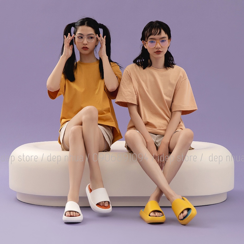 Dép bánh mì nữ đế cao 4cm FREESHIP Dép nữ quai ngang đúc đế 2 lớp 4cm siêu nhẹ mềm êm Maipy DL158