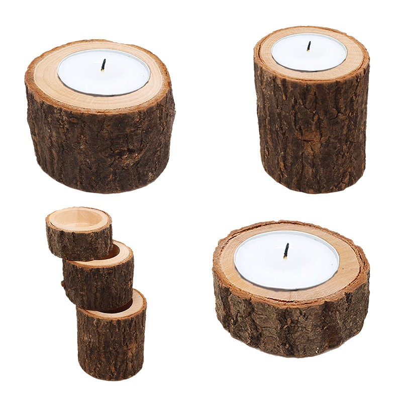 Chân giữ nến bằng gỗ trang trí phong cách vintage