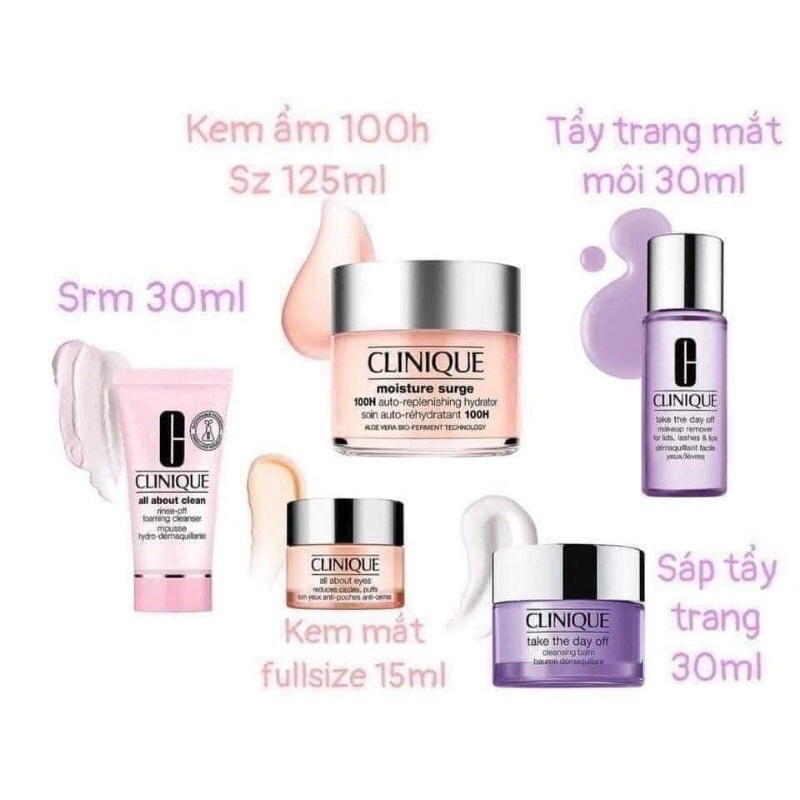 Set dưỡng ẩm Clinique Moisture Surge 100H- Hour gồm 3 món