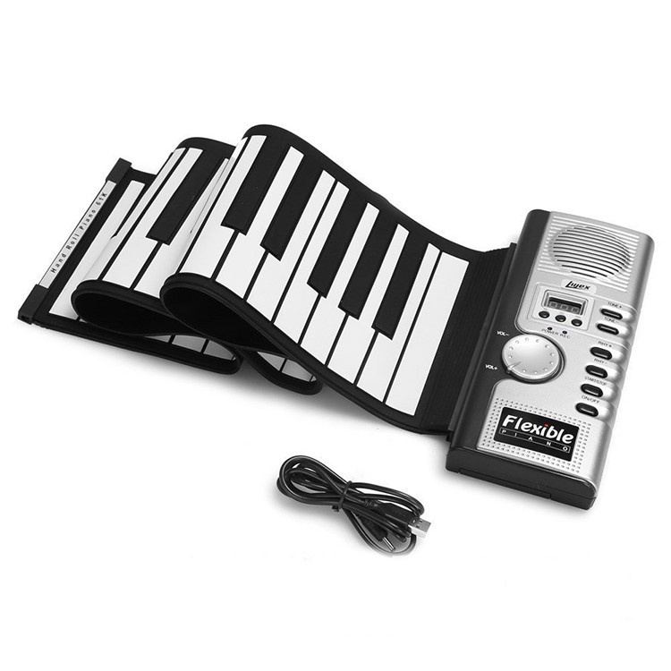 Đàn piano cuộn mang đi tiện lợi, bàn phím mềm dễ chơi 49 phím-Xài pin hoặc xạc