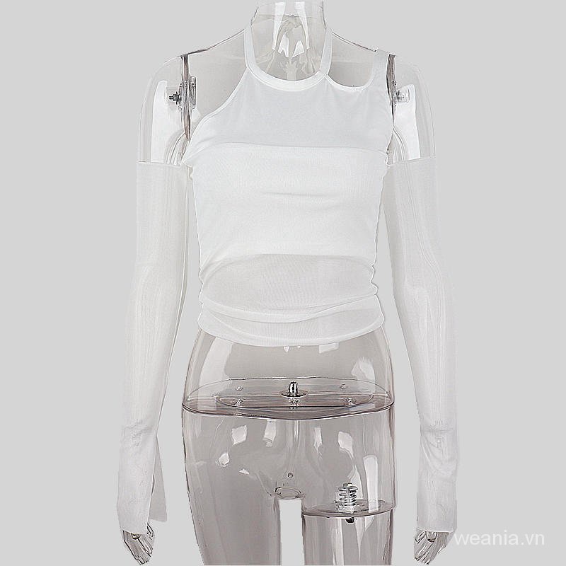 Áo thun tay lỡ phối lưới thiết kế độc đáo quyến rũ cho phái nữ