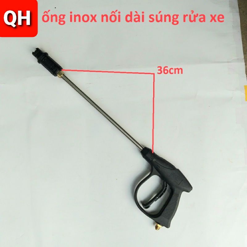 ống nối dài súng rửa xe áp lực cao của máy xịt rửa áp lực - Dài 36 cm - ống nối inox