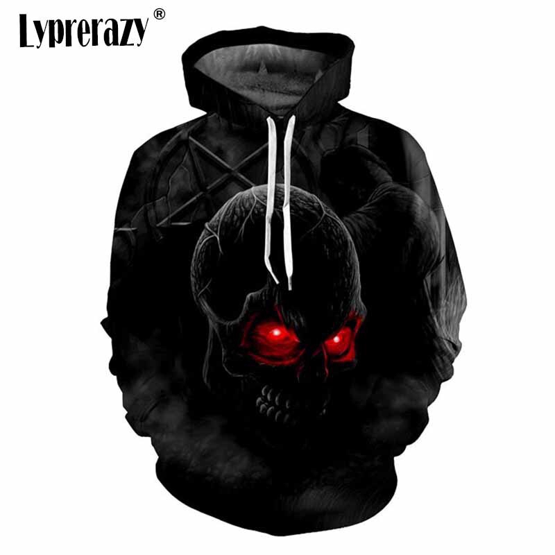 Áo hoodie tay dài có mũ trùm in hình đầu lâu 3D độc đáo cho nam