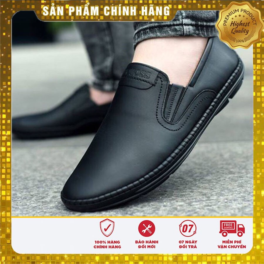 [Có Video] Giầy Lười Nam Da Bò Mềm - Màu Đen