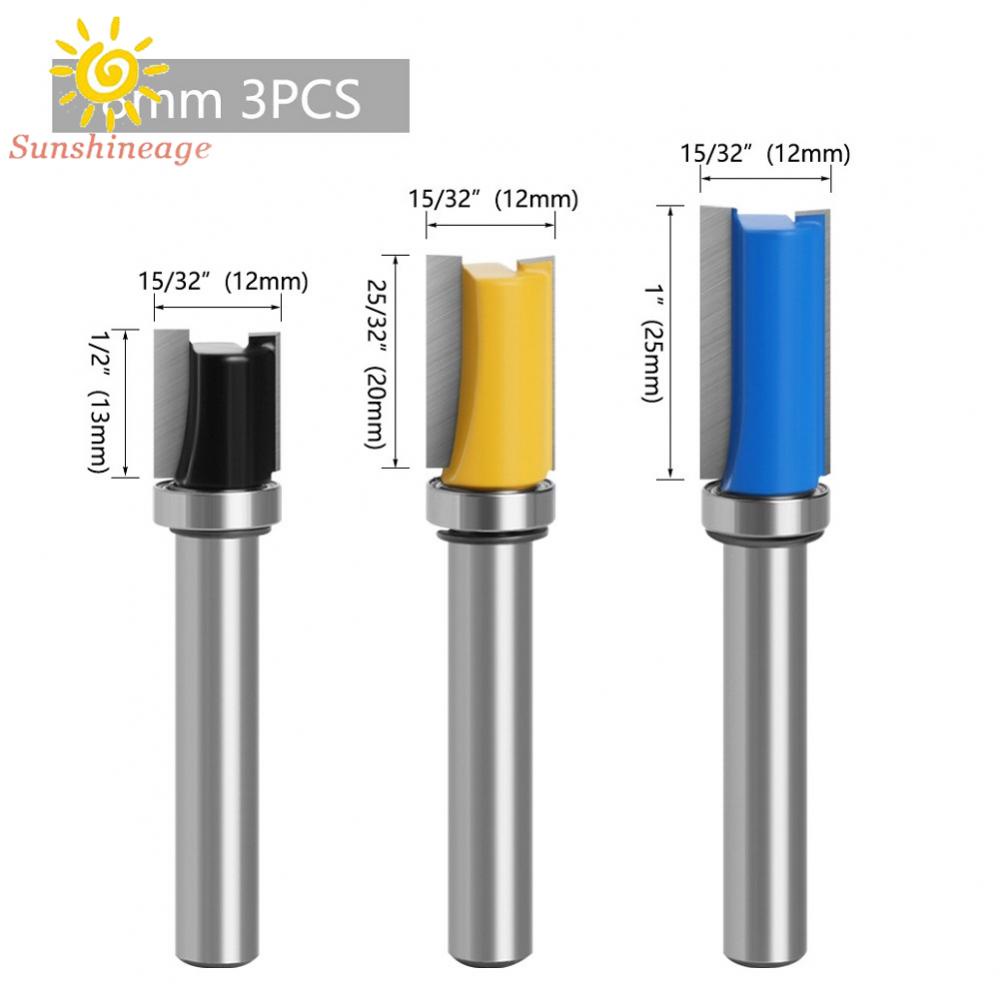 SUNAGE- ~3pcs 8mm Shank Flush Trim Router Bits Top Bottom Bearing Wood Milling Cutter【SUNAGE-HOT Fashion】