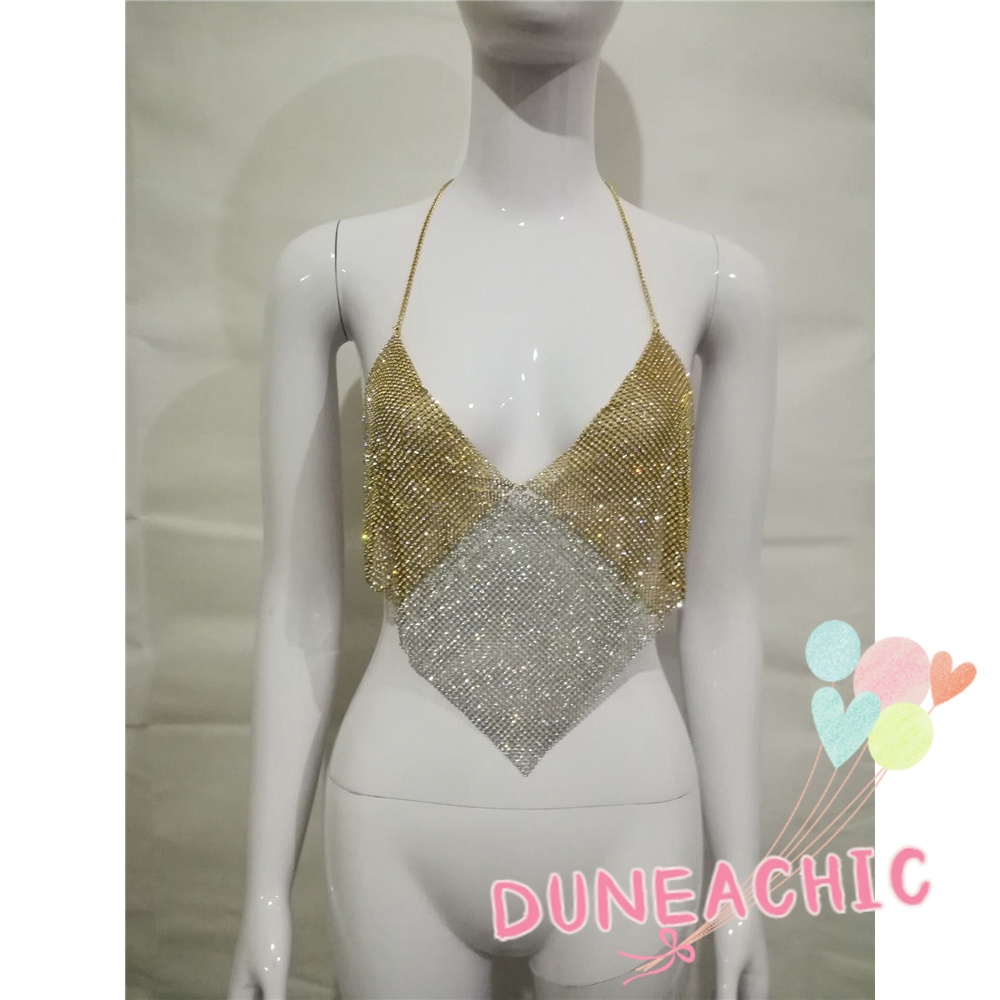 DUNEA Áo Tank Top Phối Dây Xích Kim Loại Quyến Rũ Cá Tính Cho Nữ