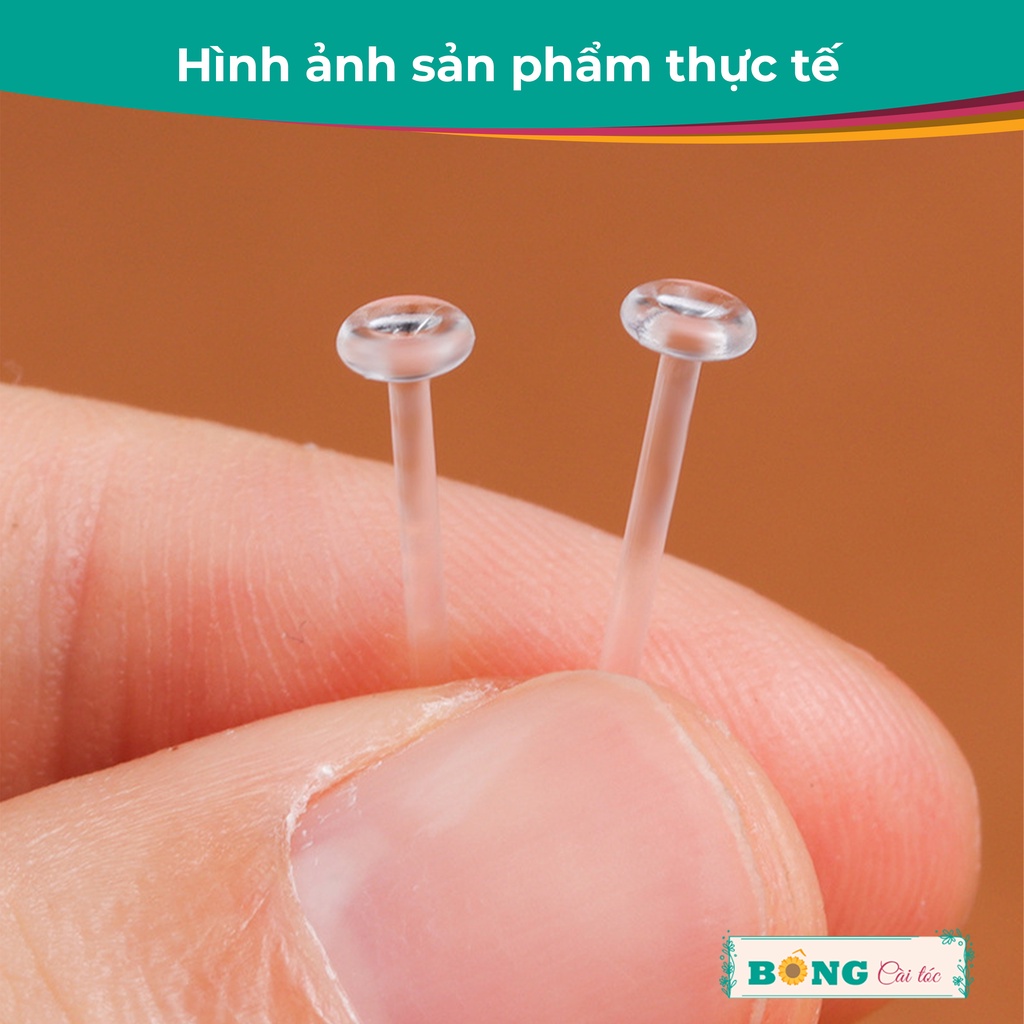 Bông tai cao su y tế trong suốt hình tròn giữ lỗ, không gây kích ứng BT100 - khuyên tai BÔNG Cài Tóc