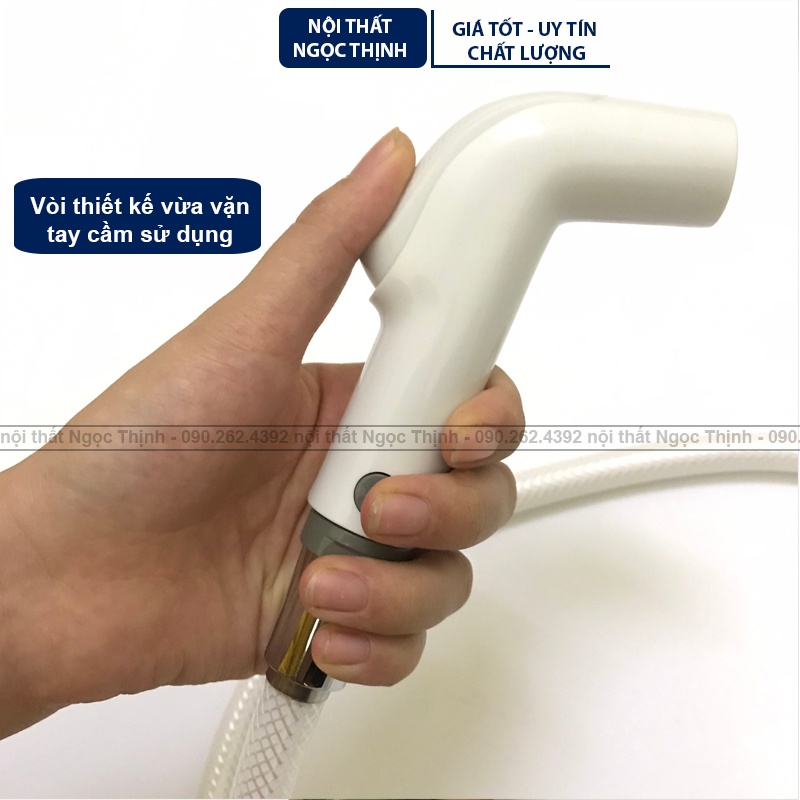 Vòi xịt vệ sinh SVX-06 nhựa ABS dày, siêu bền, chịu lực không lo bể vỡ, màu trắng sứ sang trọng