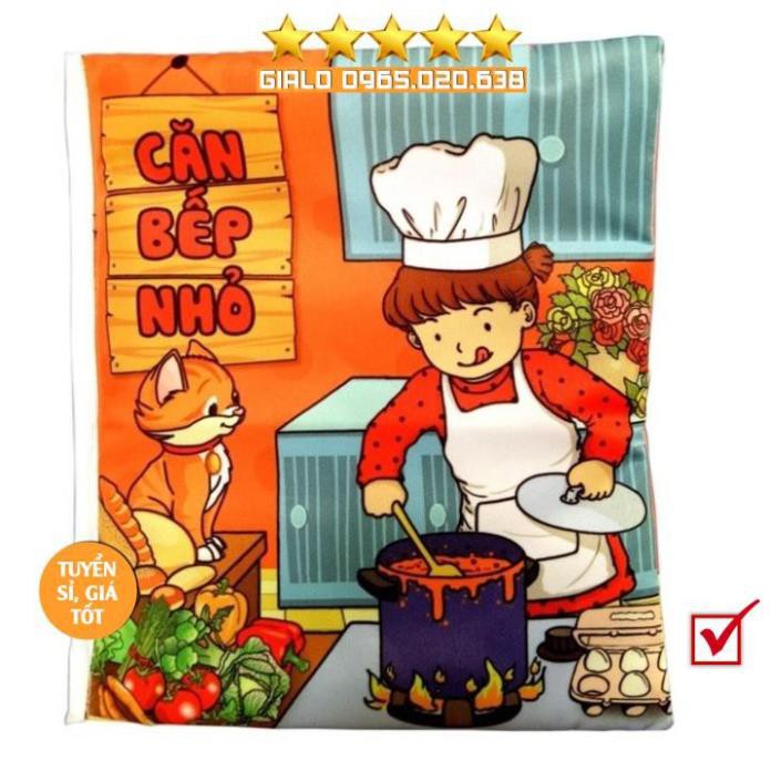 Sách vải Hoạt Hình”Căn Bếp Nhỏ”Giúp bé kích thích tư duy-Hướng nghiệp-Học tập và Chăm chỉ