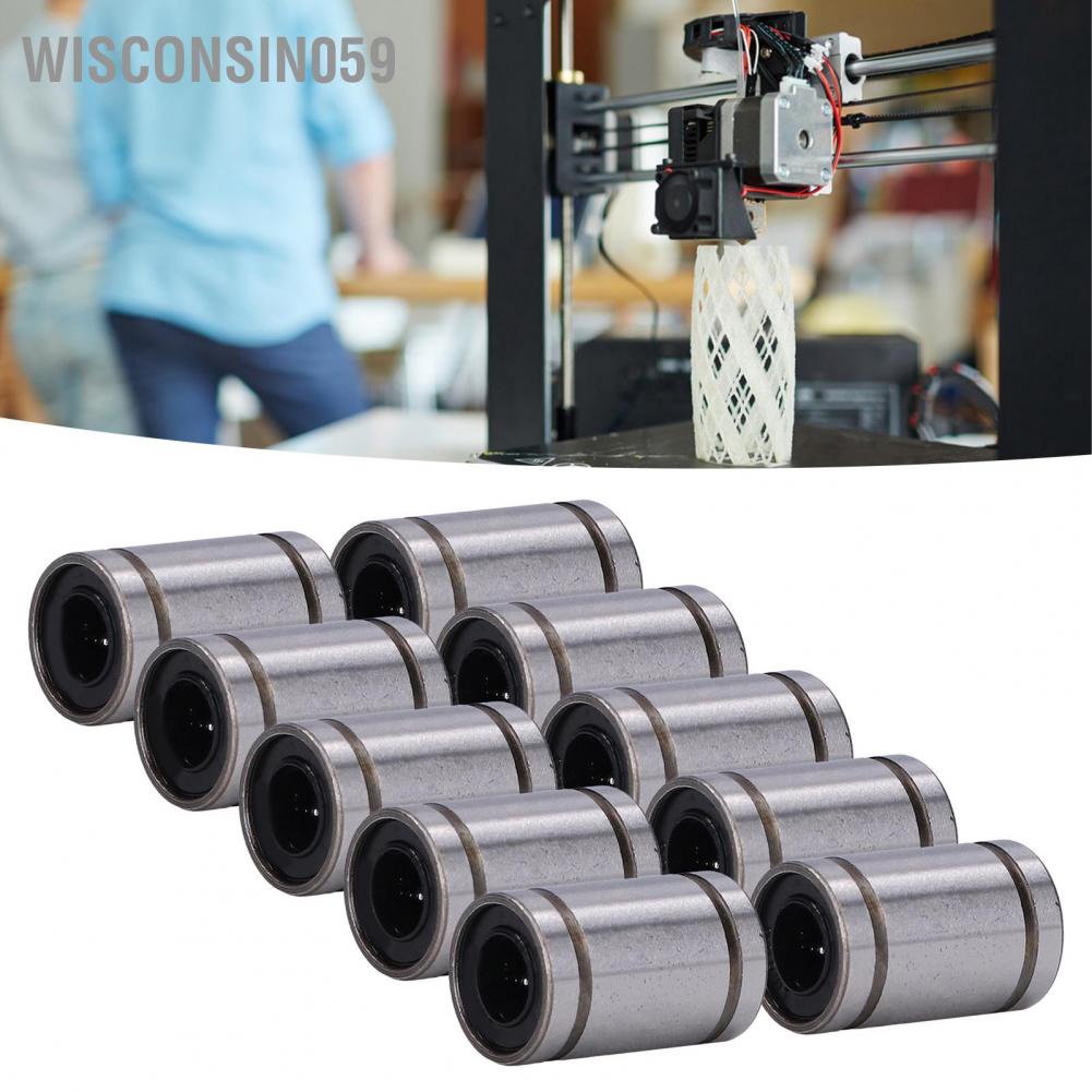 Wisconsin059 10Pcs Linear Motion Bearing Cylinder Optical Axes Slider Test Frame Spare ID 6mm OD 12mm LM6UU
