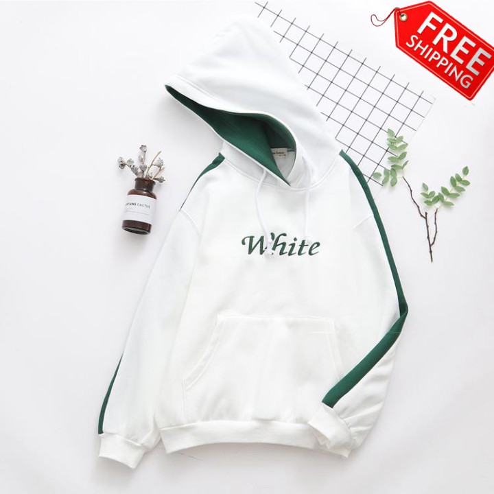 Áo khoác nữ hoodie nỉ phối sọc tay đẹp 2018