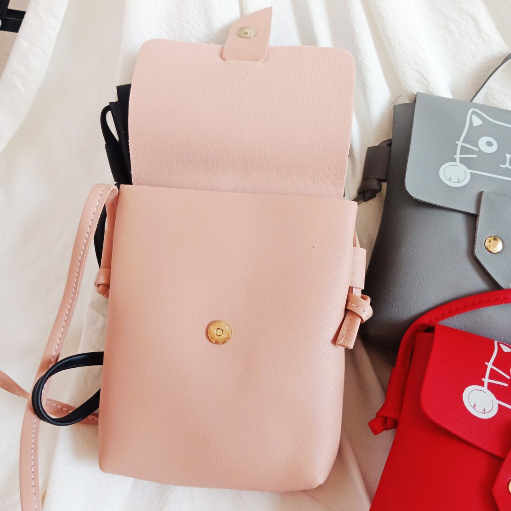 ẢNH THẬT - Túi đeo chéo mini nhỏ gọn túi đeo đựng điện thoại chất da dày đứng form