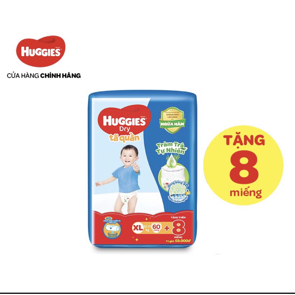 Bỉm Huggies quần/dán đủ size M74/L68/XL62/XXL56 mẫu mới tràm trà