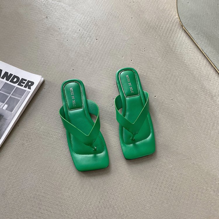 JINxCHOY Dép JINXCHOY đế bằng mũi vuông trẻ trung thời trang