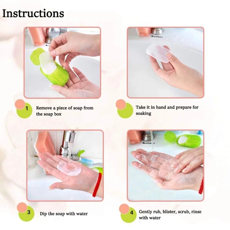 Set 20 Xà Phòng Giấy Di Động Dùng Một Lần Đa Ứng Dụng