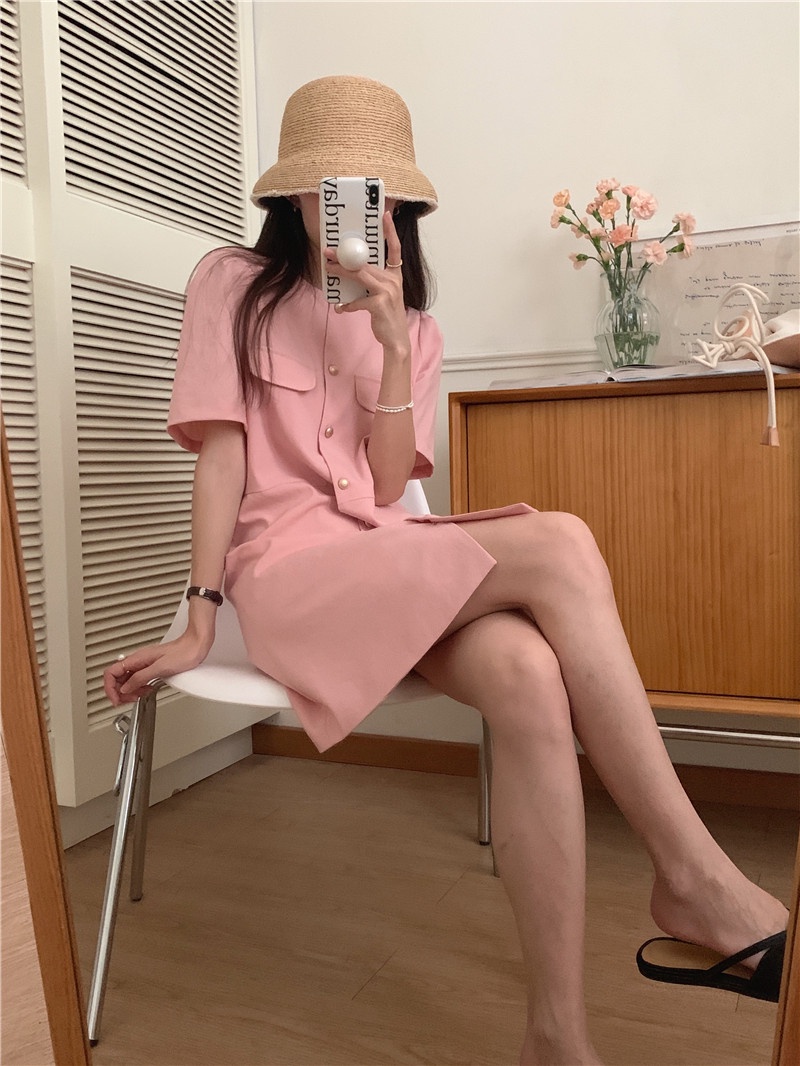 Đầm Ngắn Tay Phong Cách Hàn Quốc Đơn Giản Dễ Phối Đồ 54221