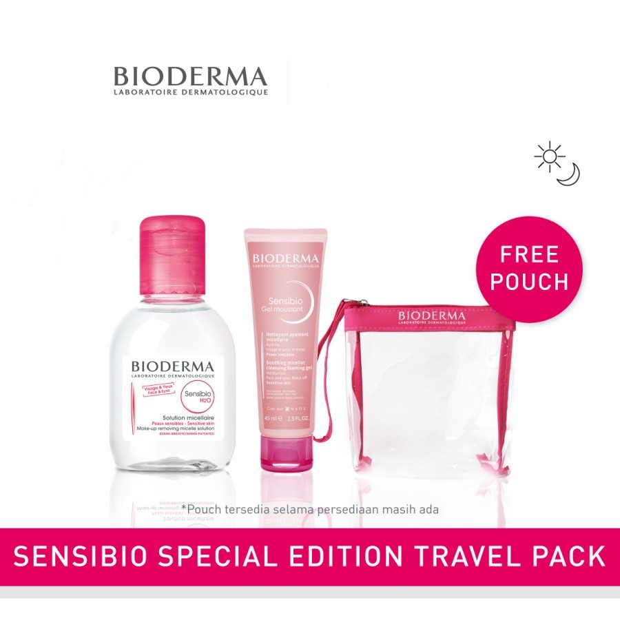 Bioderma (Hàng Mới Về) Sữa Rửa Mặt Tạo Bọt Sensibio Micellar 100ml Và Moussant 45ml Màu Hồng