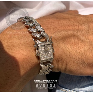 Lắc tay Cuban Bracelet icedout bản 12mm Thép Xịn loại đẹp