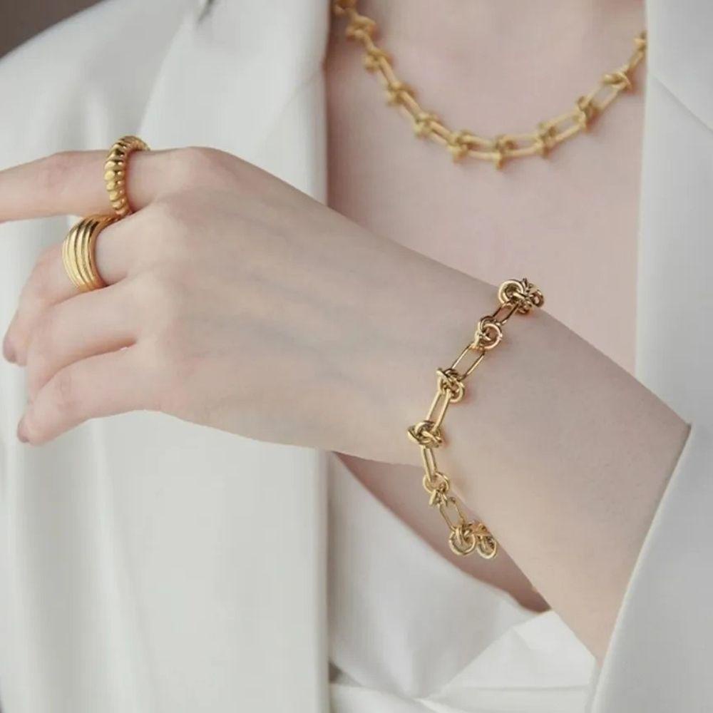 Vòng Đeo Tay Thắt Nút Mạ Điện Chống Rỉ Sét Độc Đáo Thời Trang Cho Nữ