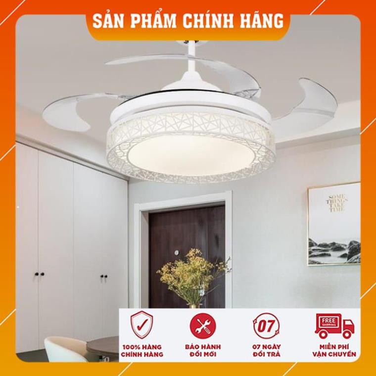 Th?t [Hàng cao cấp] Quạt trần đèn dấu cánh, quạt trần phòng khách A8701-cánh cụp cánh xòe có 3 chế độ sáng-điều khiển từ