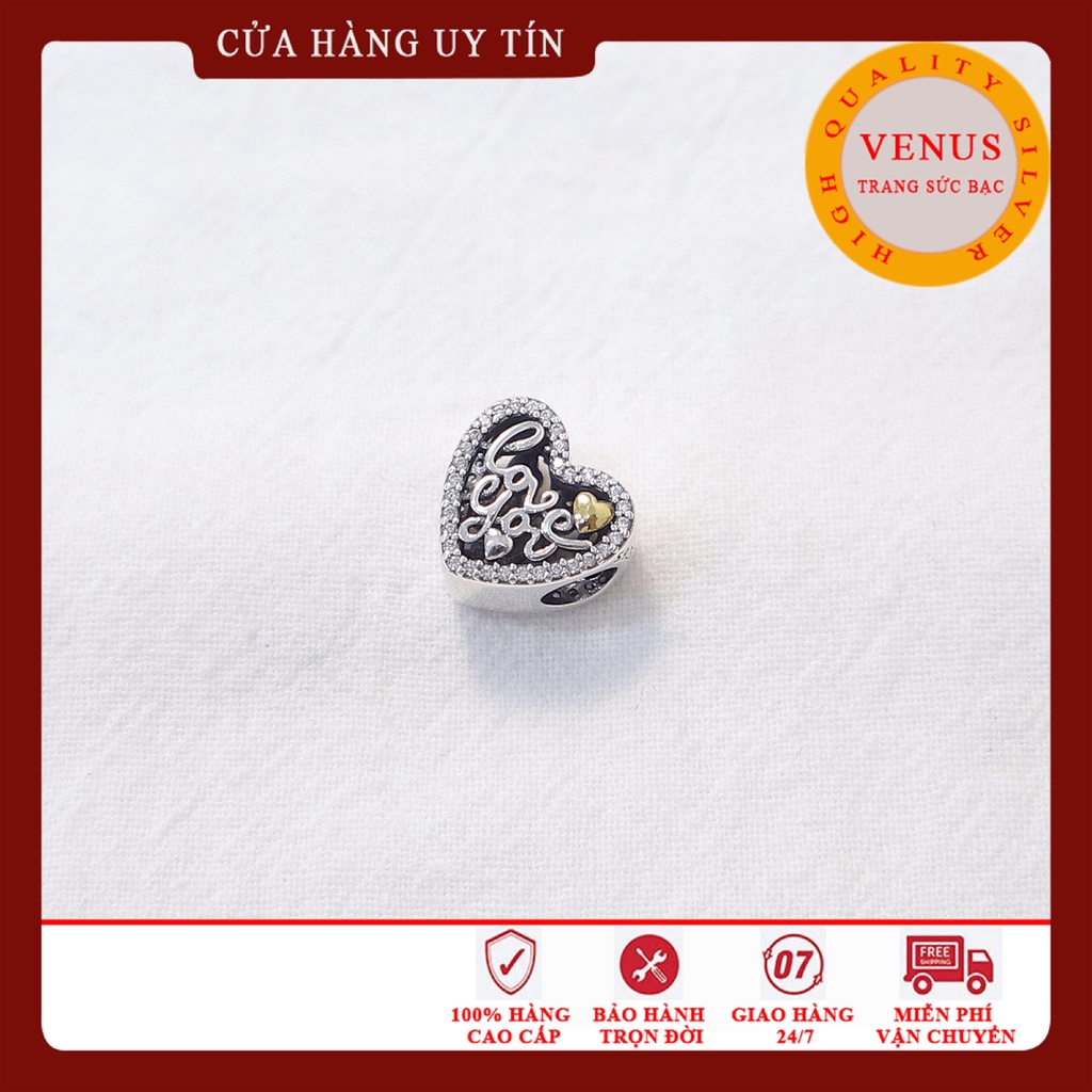 Charm trái tim tình yêu mặt chữ Love you- Trang sức bạc Venus