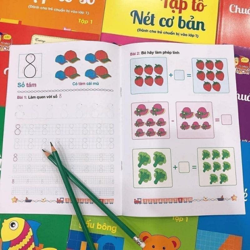 Sách-Bộ 10 quyển luyện viết tập tô chữ cho bé mẫu giáo mầm non .Tặng kèm 2 bút chì ,1 tẩy và 1 gọt
