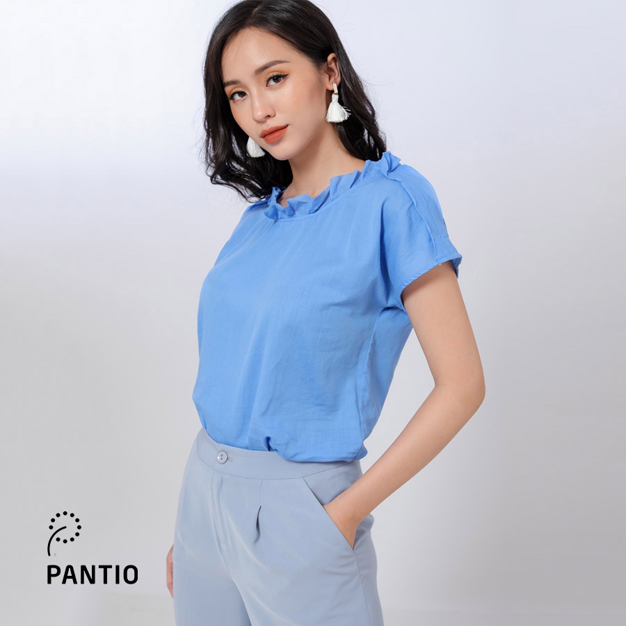 Áo sơ mi chất liệu thô cổ áo bèo dáng suông FAS31853 - PANTIO