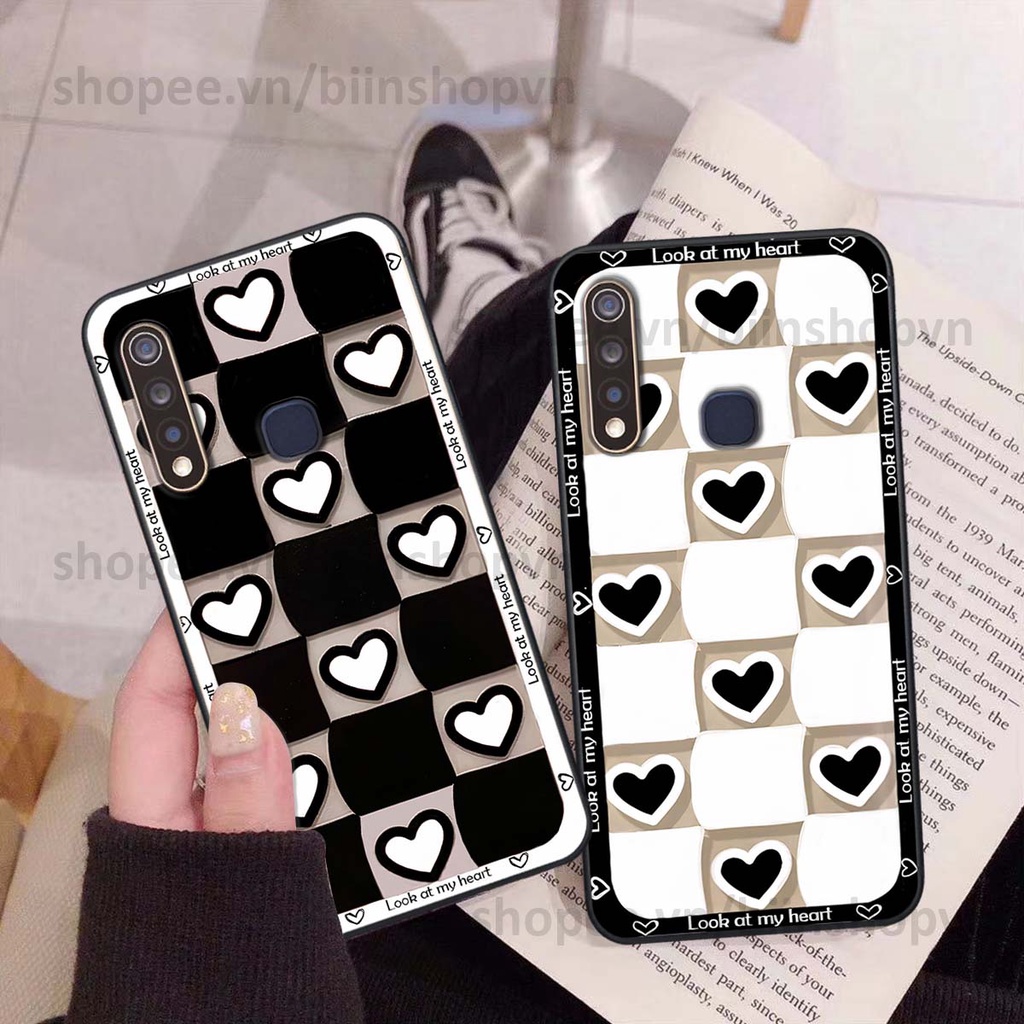 Ốp Vivo Y19 / U3 caro trái tim nhiều màu sắc, đầy cá tính, khẳng định phong cách