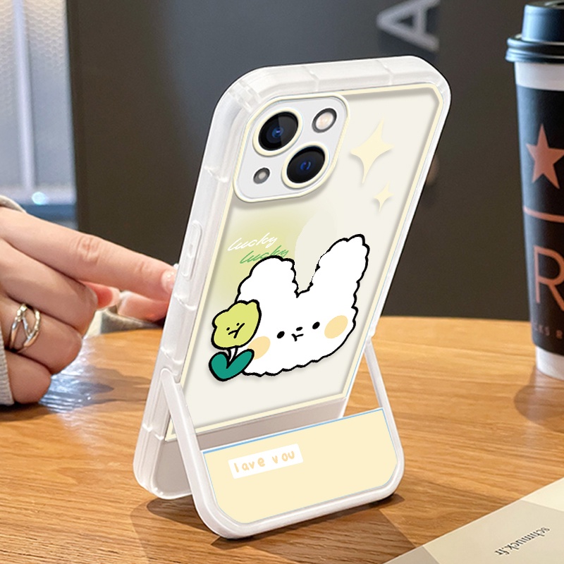 Ốp Điện Thoại Trong Suốt Chống Sốc Có Giá Đỡ Hình Thỏ Cho IPhone 13 12 11 Pro MAX X XR XS MAX 7 8 Plus 6 6S SE 2020