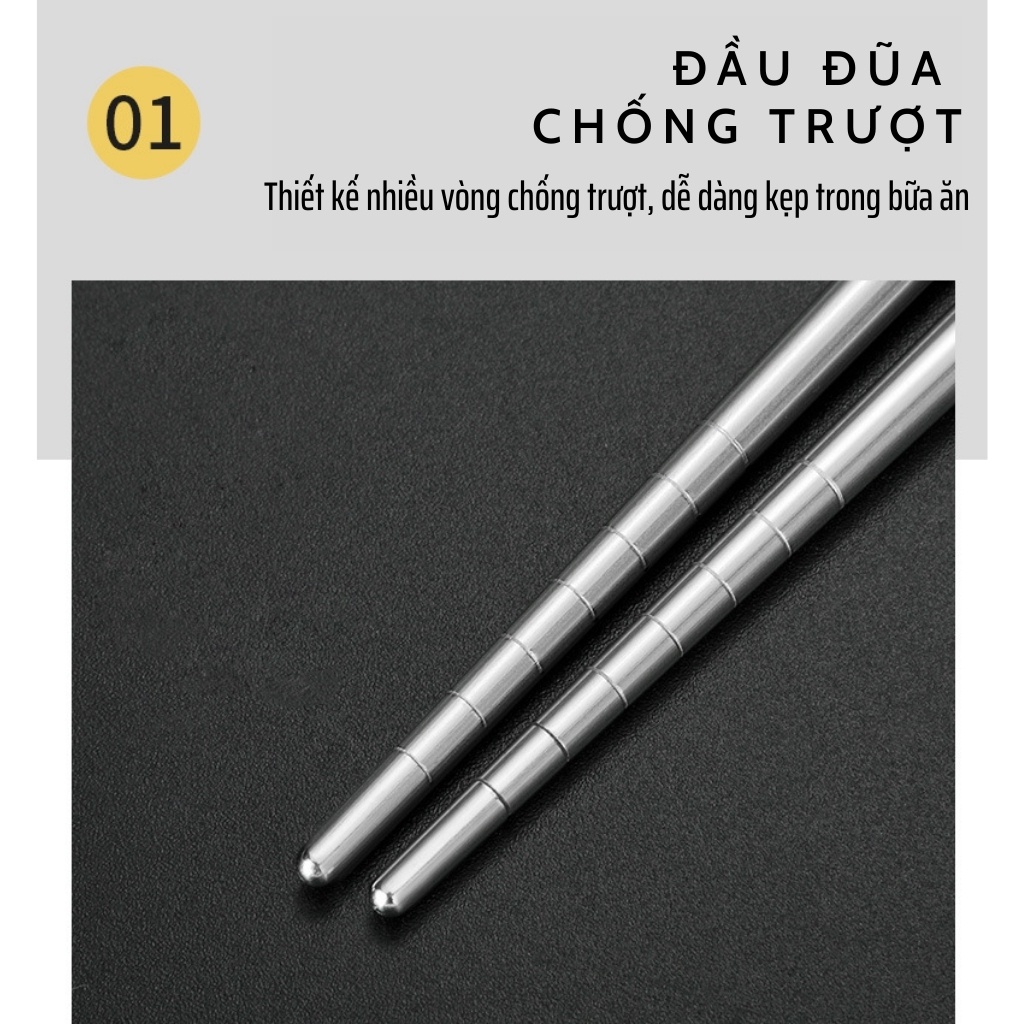 Bộ đũa thìa dĩa ăn cá nhân Phương Đông mã PD038, chất liệu inox 304 sáng bóng kèm hộp đựng