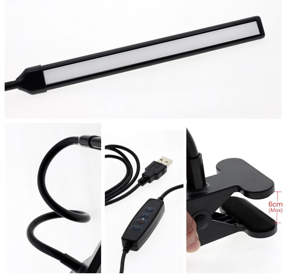 Đèn Đọc Sách USB Kẹp Bàn 3 Chế Độ Có Thể Bẻ Cong Bảo Vệ An Toàn Cho Học Sinh