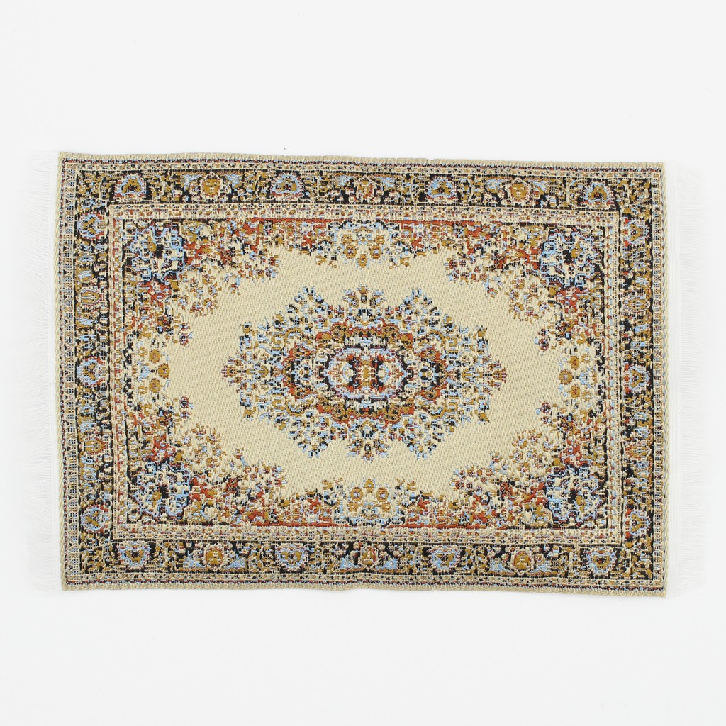 [Chiwanji] Thảm Lót Sàn Nhà Búp Bê Bằng Vải Dệt Màu Be Tỉ Lệ 1 / 12