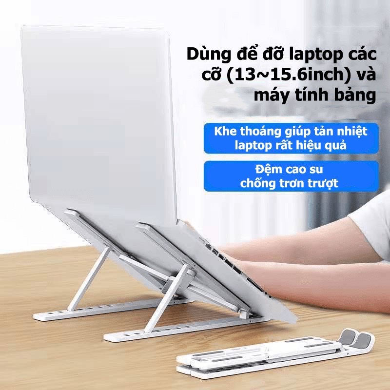 Giá Đỡ Laptop Nhôm Chắc Chắn Hỗ Trợ Tản Nhiệt, Có Thể Gấp Gọn, Chỉnh Độ Cao Theo Nhu Cầu Sử Dụng - Otis Shop