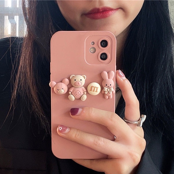 Ốp Điện Thoại Họa Tiết Thỏ/Gấu Nhỏ Dễ Thương Cho iPhone 12 13 11 Pro Max X Xs Max Xr 5589
