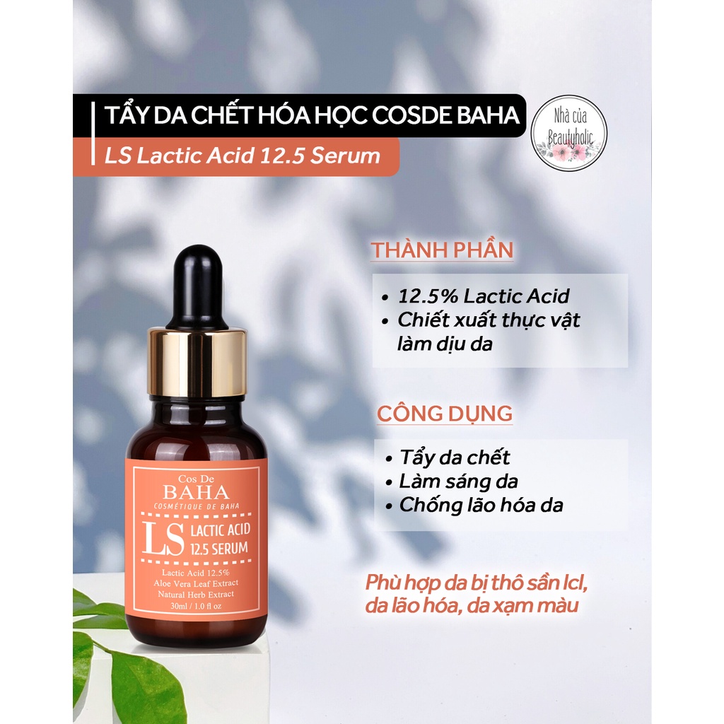 Tẩy da chết hóa học COSDE BAHA LS LACTIC ACID 12.5 SERUM