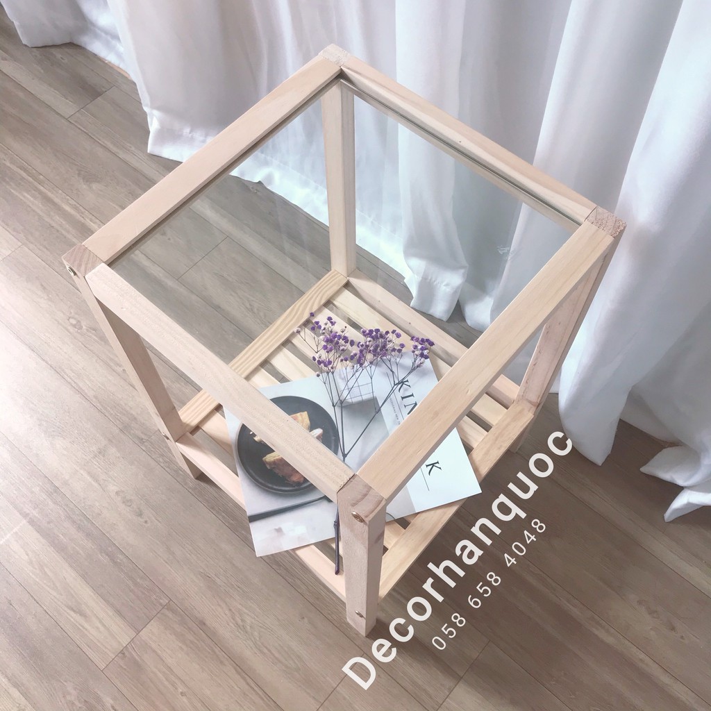 [NOWSHIP] Kệ đầu giường - Mặt kính cường lực - Gỗ thông nhập khẩu cao cấp | BigBuy360 - bigbuy360.vn